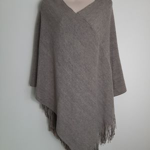 Steve Madden V-neck Poncho with Fringe